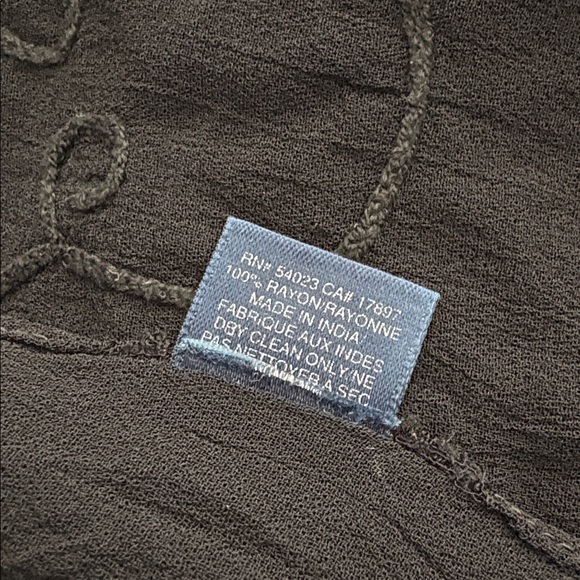 Vintage GAP 1990s Sheer Black Scarf Tonal Scroll Embroidery Minimalist Retro - Picture 6 of 9